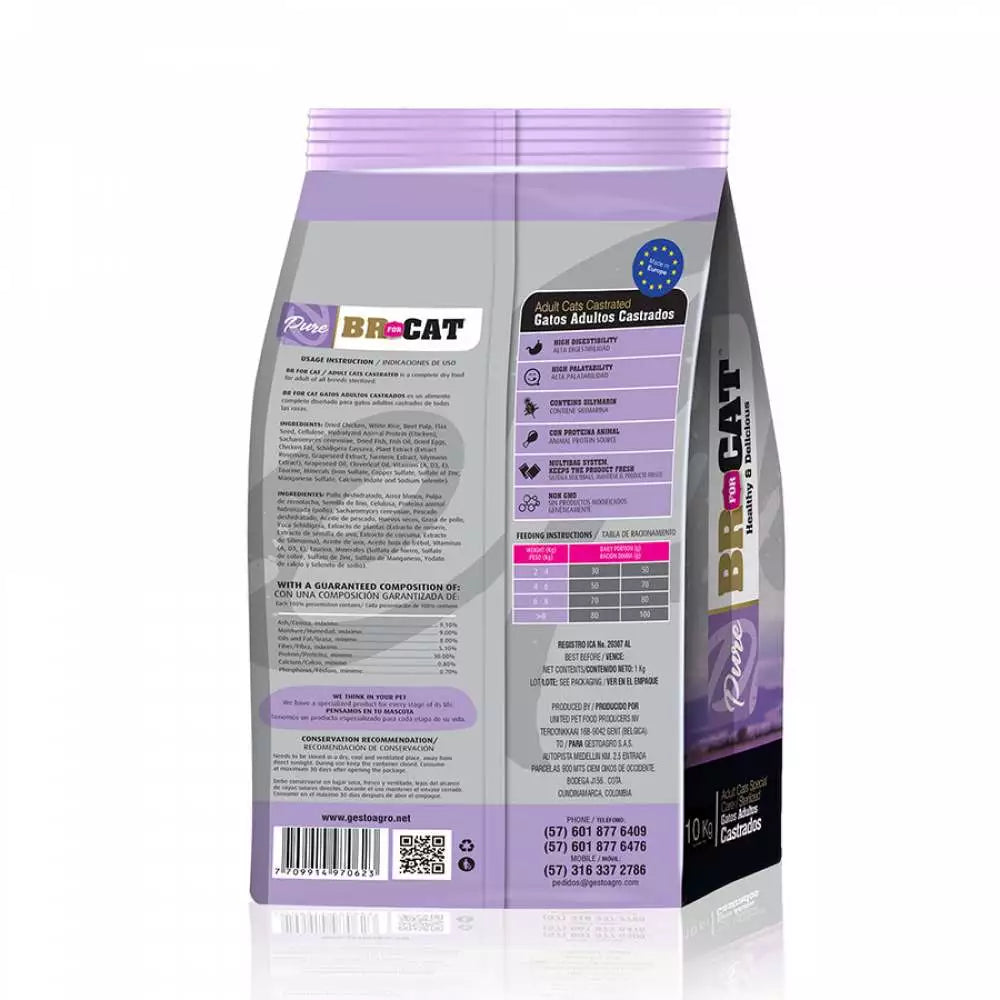 BR for CAT Pure Gatos Adultos Castrados Pollo