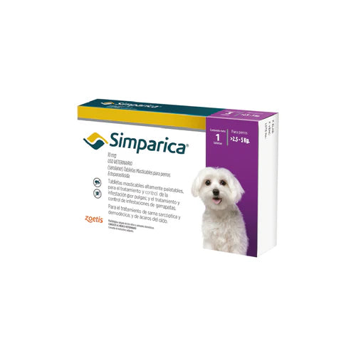 Antipulgas Para Perro Simparica Caja x1 Tableta (10 mg) 2.5 Kg - 5 Kg