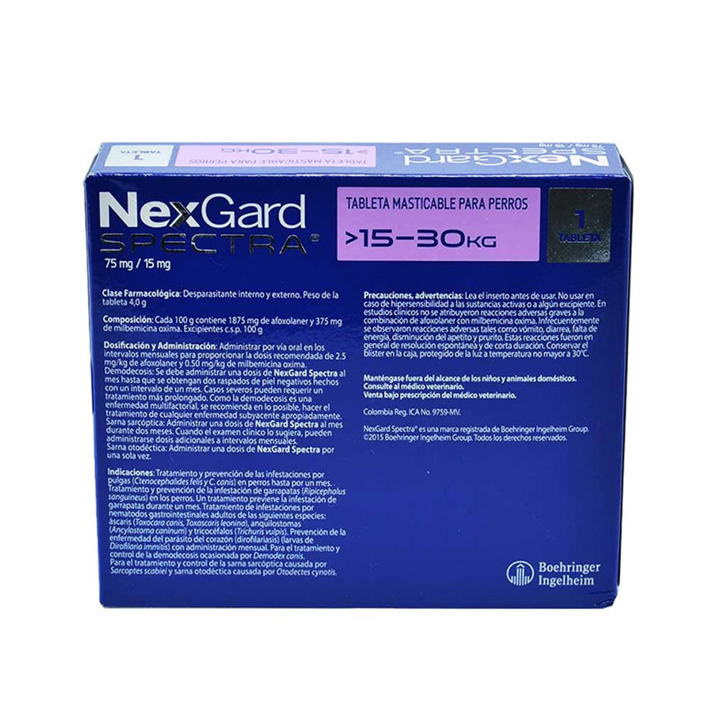 Antiparasitario Nexgard Spectra Antiparasitario Perros 15 a 30 kg