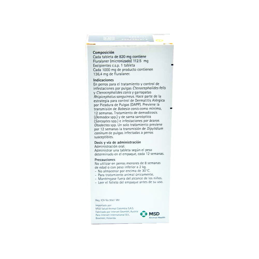 Bravecto Antiparasitario Perros de 2 a 4.5 Kg Tableta 112.5 mg